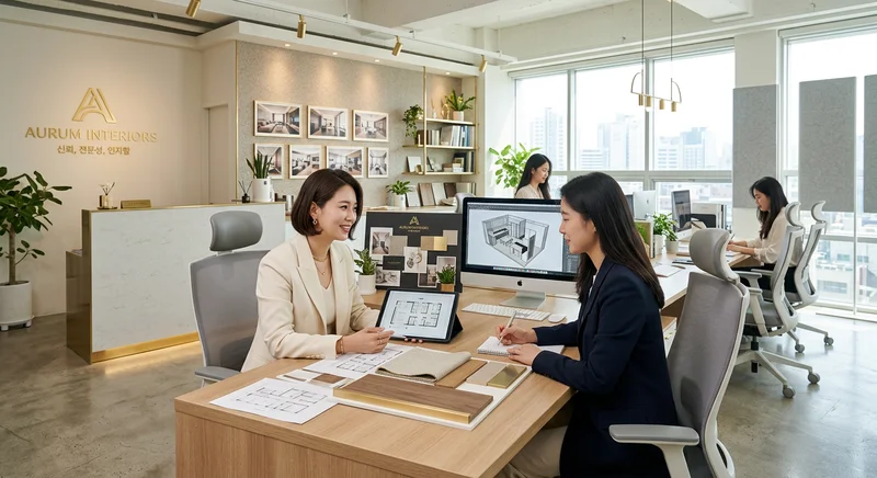 정밀한 인테리어 시공 현장 이미지